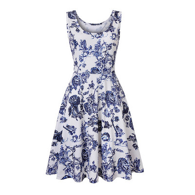 Strandruha nyári női 2019 szexi ujjatlan virágmintás Femme elegáns vintage rakott ruhák Boho alkalmi parti ruha Vestido