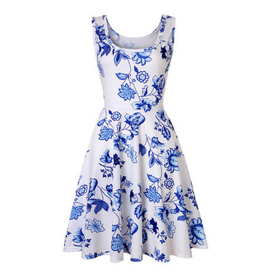 Strandruha nyári női 2019 szexi ujjatlan virágmintás Femme elegáns vintage rakott ruhák Boho alkalmi parti ruha Vestido