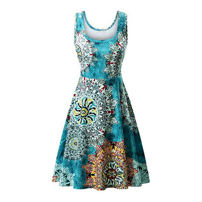 Strandruha nyári női 2019 szexi ujjatlan virágmintás Femme elegáns vintage rakott ruhák Boho alkalmi parti ruha Vestido