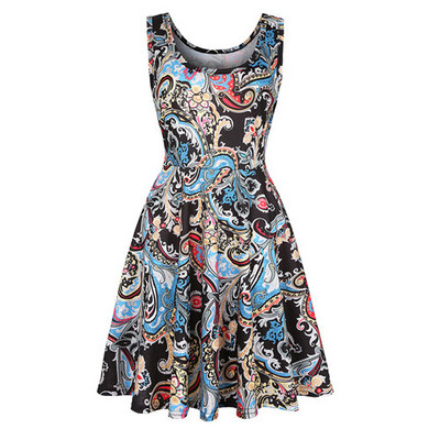 Strandruha nyári női 2019 szexi ujjatlan virágmintás Femme elegáns vintage rakott ruhák Boho alkalmi parti ruha Vestido