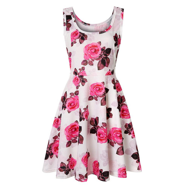 Strandruha nyári női 2019 szexi ujjatlan virágmintás Femme elegáns vintage rakott ruhák Boho alkalmi parti ruha Vestido