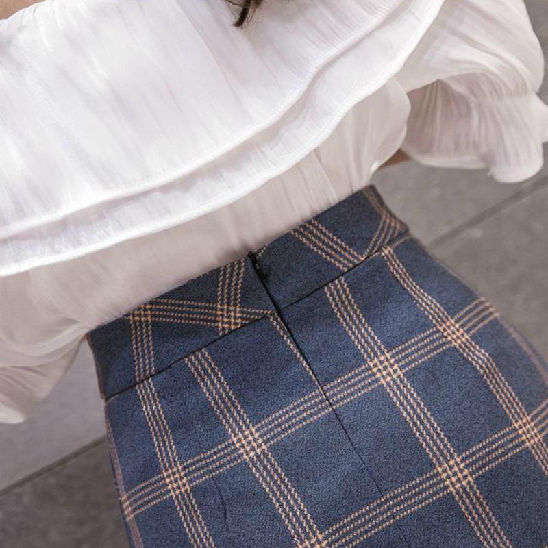 Szoknyák Női Magas derekú gombok Szabálytalan kockás 2XL A-vonalú csípőszoknya Elegáns Alkalmi Divatos Diákok Összes ulzzang női