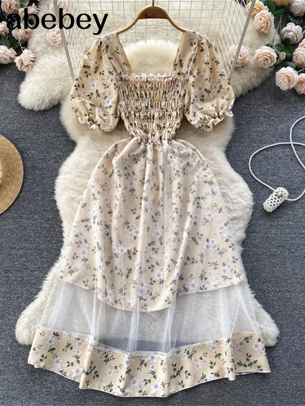 2023. gada jauna puķaina vasaras kleita sievietēm brīvdienu brīvdienu kleitas bez melnām īsām piedurknēm, slaidas franču stila sieviešu kleitas
