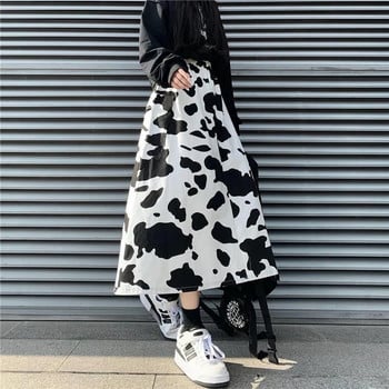 Cows Print Mid Calf φούστες Γυναικεία ρούχα δρόμου Harajuku Vintage Σχέδιο Loose Fit All-match High Waist College Hipster Αισθητικό Νέο