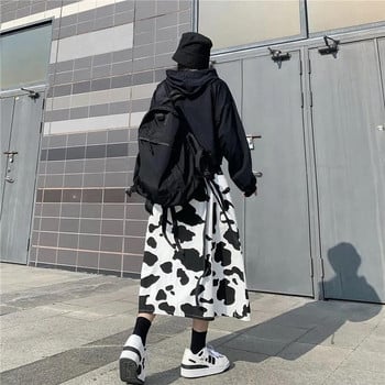 Cows Print Mid Calf φούστες Γυναικεία ρούχα δρόμου Harajuku Vintage Σχέδιο Loose Fit All-match High Waist College Hipster Αισθητικό Νέο