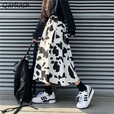 Govis apdrukas svārki ikru vidū Sieviešu ielas apģērbs Harajuku vintage dizains brīvi pieguļošs, piemērots ar augstu vidukli College Hipster Estētisks jaunums