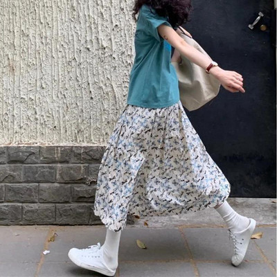 Cows Print Mid Calf φούστες Γυναικεία ρούχα δρόμου Harajuku Vintage Σχέδιο Loose Fit All-match High Waist College Hipster Αισθητικό Νέο