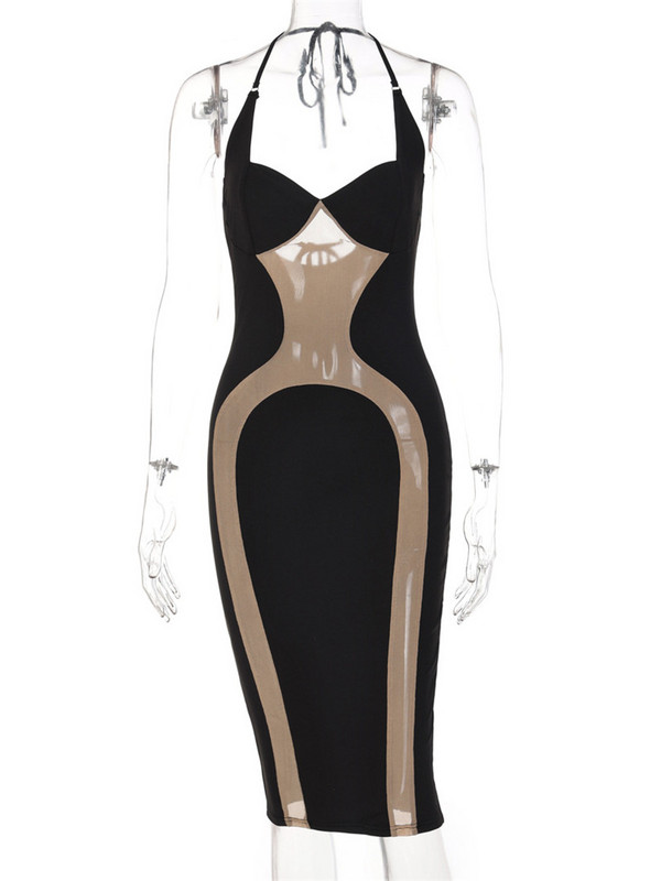 CNYISHE 2022 Φθινοπωρινά εορταστικά ρούχα παραλίας Διχτυωτό γυναικείο φόρεμα με καπίστρι για καλοκαιρινό κορμάκι Σέξι λεπτά μίντι φορέματα Γυναικεία streetwear