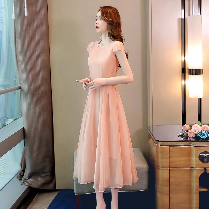 Naiste suvine O-kaelusega A-joon kleit Uus tänavarõivas, vintage lühikeste varrukatega Midi kleit, suur Lihtne pühadeaegne elegantne kleidivöö
