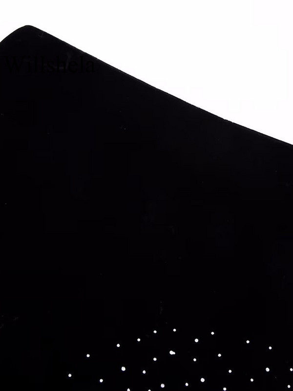 Willshela Γυναικεία Μόδα Velevet Μίνι φούστα με φερμουάρ με παγιέτες στο πλάι Vintage ψηλόμεση Γυναικείες κομψές γυναικείες φούστες Mujer outfits