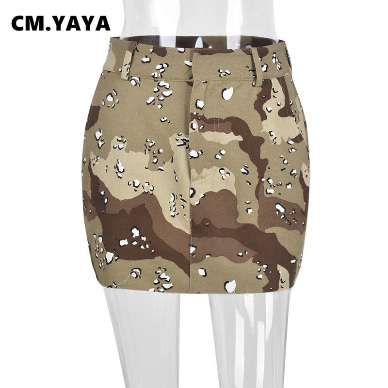 CM.YAYA modes sieviešu maskēšanās ar rāvējslēdzēju, muša bodycon midi svārki Streetwear INS vintage mini svārki 2022