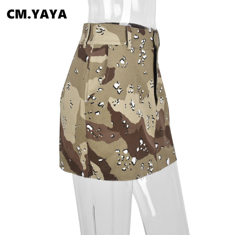 CM.YAYA modes sieviešu maskēšanās ar rāvējslēdzēju, muša bodycon midi svārki Streetwear INS vintage mini svārki 2022