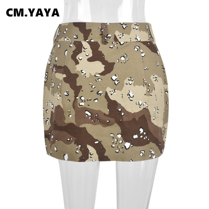 CM.YAYA modes sieviešu maskēšanās ar rāvējslēdzēju, muša bodycon midi svārki Streetwear INS vintage mini svārki 2022