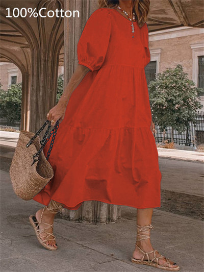 VONDA Ljetna boemska haljina, ženska 2023., ležerna vintage karirana košulja s printom, praznični ogrtač, široki plisirani midi vestidos