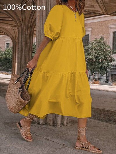 VONDA Ljetna boemska haljina, ženska 2023., ležerna vintage karirana košulja s printom, praznični ogrtač, široki plisirani midi vestidos