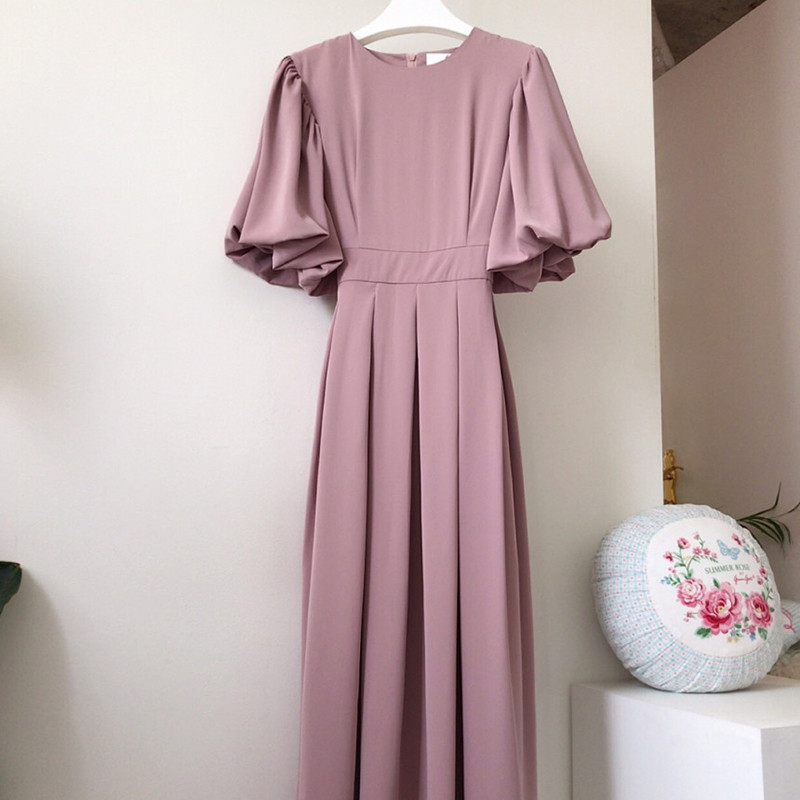 Eleganta korejiešu ikdienas eleganta kleita sievietēm ar augstu vidukli, siksnām ar O-kaklu, īsām piedurknēm ar kroku midi kleitas 2023. gada vasarā