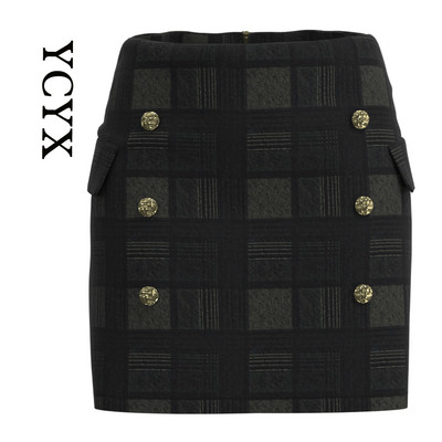 YCYX S-3XL női szoknya Női őszi tavaszi édes, magas derekú, A-vonalú mini gyapjúszoknya Vintage alkalmi női kockás szoknya elegáns YCYX198