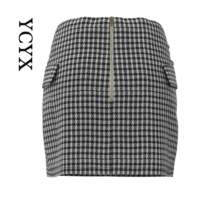 YCYX S-3XL női szoknya Női őszi tavaszi édes, magas derekú, A-vonalú mini gyapjúszoknya Vintage alkalmi női kockás szoknya elegáns YCYX198