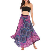 Big Hem hastánc női szoknya hippi cigány boho virágok hosszú szoknya Bohemian Beach magas derekú többfunkciós kötőfék virágos szoknya