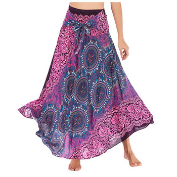 Big Hem Belly Dance Γυναικεία φούστα Hippie Gypsy Boho Flowers Μακριά φούστα Bohemian Beach Πολυλειτουργική φούστα φλοράλ φούστα υψηλής μέσης