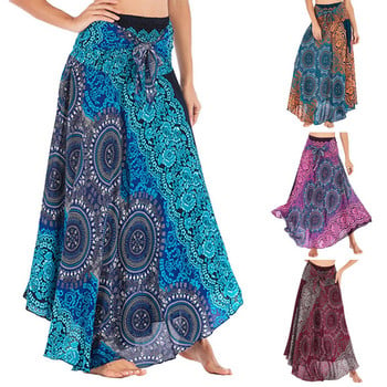 Big Hem Belly Dance Γυναικεία φούστα Hippie Gypsy Boho Flowers Μακριά φούστα Bohemian Beach Πολυλειτουργική φούστα φλοράλ φούστα υψηλής μέσης