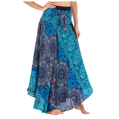 Big Hem hastánc női szoknya hippi cigány boho virágok hosszú szoknya Bohemian Beach magas derekú többfunkciós kötőfék virágos szoknya