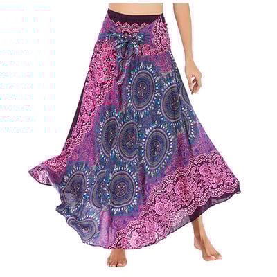 Big Hem hastánc női szoknya hippi cigány boho virágok hosszú szoknya Bohemian Beach magas derekú többfunkciós kötőfék virágos szoknya