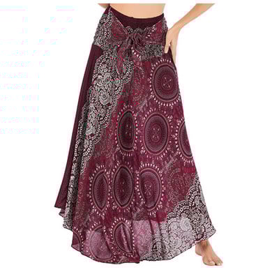 Big Hem hastánc női szoknya hippi cigány boho virágok hosszú szoknya Bohemian Beach magas derekú többfunkciós kötőfék virágos szoknya