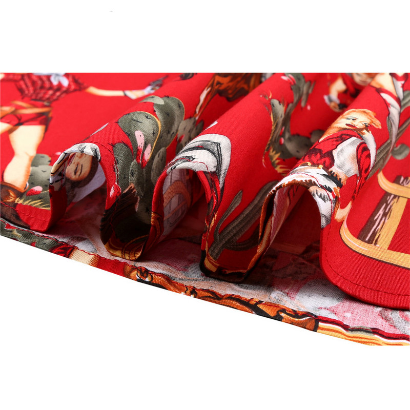 SISHION Crvene retro vintage suknje s printom kaubojke SS0008 Seksi ženske gotičke pamučne mini suknje Falda