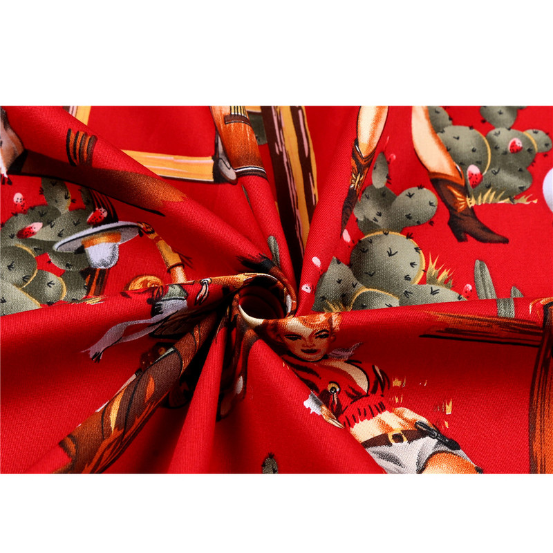 SISHION Crvene retro vintage suknje s printom kaubojke SS0008 Seksi ženske gotičke pamučne mini suknje Falda