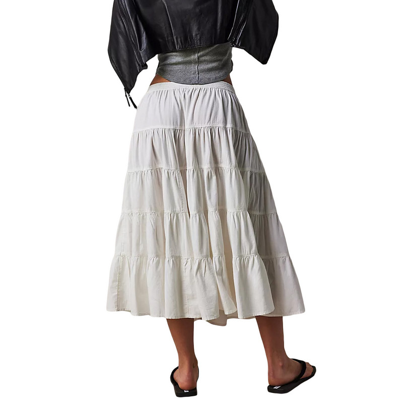 Női egyszínű Midi szoknyák Rugalmas, magas derekú oldalzsebek Szoknyák Tavaszi nyár divat Alkalmi A-vonalú szoknyák