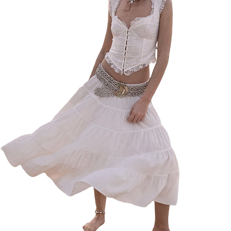 Női egyszínű Midi szoknyák Rugalmas, magas derekú oldalzsebek Szoknyák Tavaszi nyár divat Alkalmi A-vonalú szoknyák