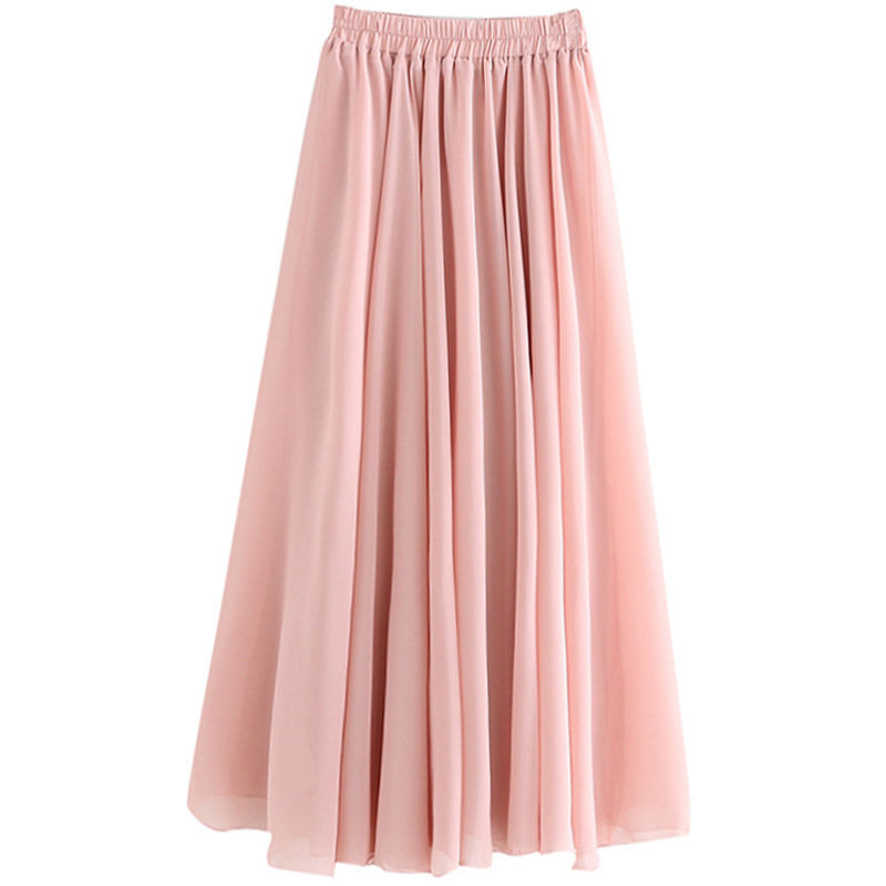 Sijonai Moteriški Šifono pamušalas Madingas temperamentas Tvirtas laisvalaikis Švelnus aukšto juosmens A formos midi sijonas Moteriška gatvės apranga etninio stiliaus