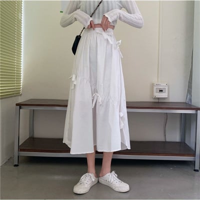 Szoknyák Édes nyári női masni lábszárközépig, egyetemi alkalmi, divatos, magas derekú buli koreai stílusú Kényelem, légáteresztő lányok