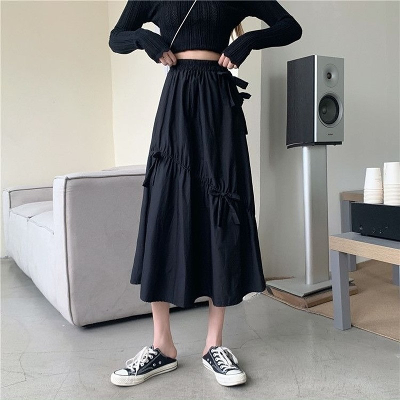 Szoknyák Édes nyári női masni lábszárközépig, egyetemi alkalmi, divatos, magas derekú buli koreai stílusú Kényelem, légáteresztő lányok