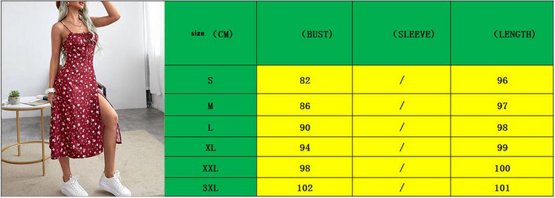 Sieviešu vasaras ziedu kleita, spageti siksnas kleitas bez piedurknēm ar ziedu apdruku ar augstu šķēlumu sievietēm, sarkana/zaļa/zila, S/M/L/XL