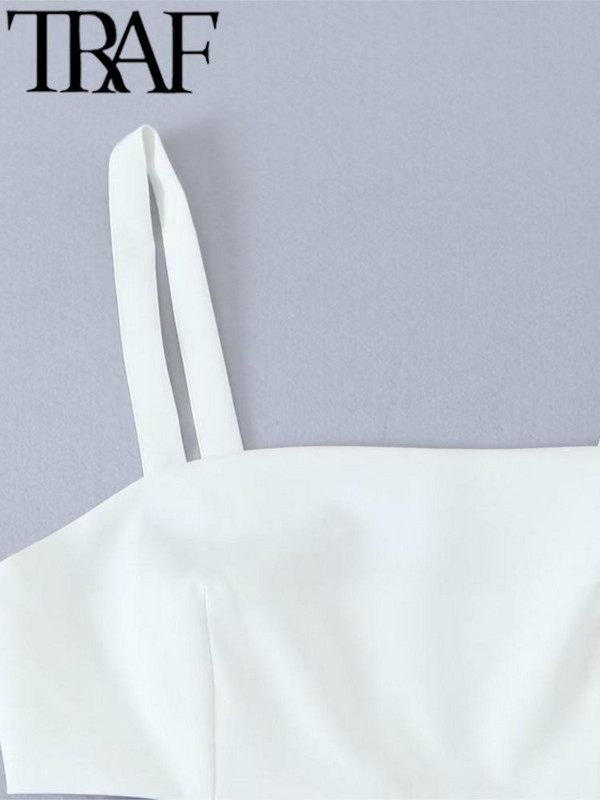 TRAF szexi, 2023-as nyári női kivágású, magas derekú, midi hosszú ruha, oldalt hasított, ujjatlan Bodycon női tokos Y2K ruhák