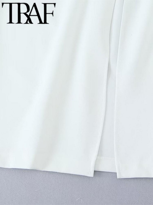 TRAF szexi, 2023-as nyári női kivágású, magas derekú, midi hosszú ruha, oldalt hasított, ujjatlan Bodycon női tokos Y2K ruhák