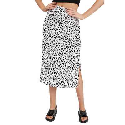 Hosszú szoknya, magas derekú, leopárdmintás alkalmi maxi szoknya, oldalsó hasított női alapszoknya, szexi stílusú, cipzáras laza szabású éjszakai parti öltöny