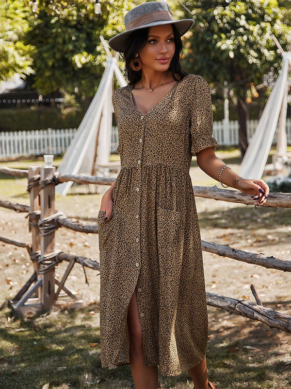 Naiste kleit, 2023. aasta suvine Boho stiilis lilleline mustriga V-kaelusega midikleit naistele puhkuseks mõeldud lõhestatud kleidid naistele Vestidos De Fiesta