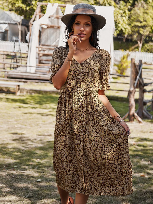 Naiste kleit, 2023. aasta suvine Boho stiilis lilleline mustriga V-kaelusega midikleit naistele puhkuseks mõeldud lõhestatud kleidid naistele Vestidos De Fiesta