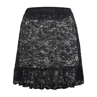 Seksīgi caurspīdīgi mežģīņu svārki sieviešu ballīšu deju klubdrēbes ar augstu vidukli elastīga jostasvieta, volānveida mini svārki, peldbaseina pārklāji