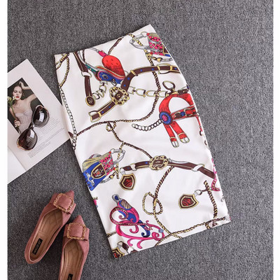 Tavasszal és nyáron Új európai és amerikai divatos Retro nyomótáska csípőszoknya női magas derekú vékony hasított szoknya Divatos