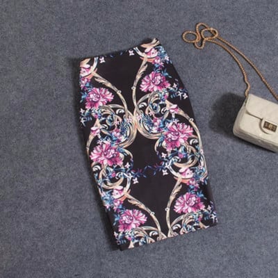 Tavasszal és nyáron Új európai és amerikai divatos Retro nyomótáska csípőszoknya női magas derekú vékony hasított szoknya Divatos