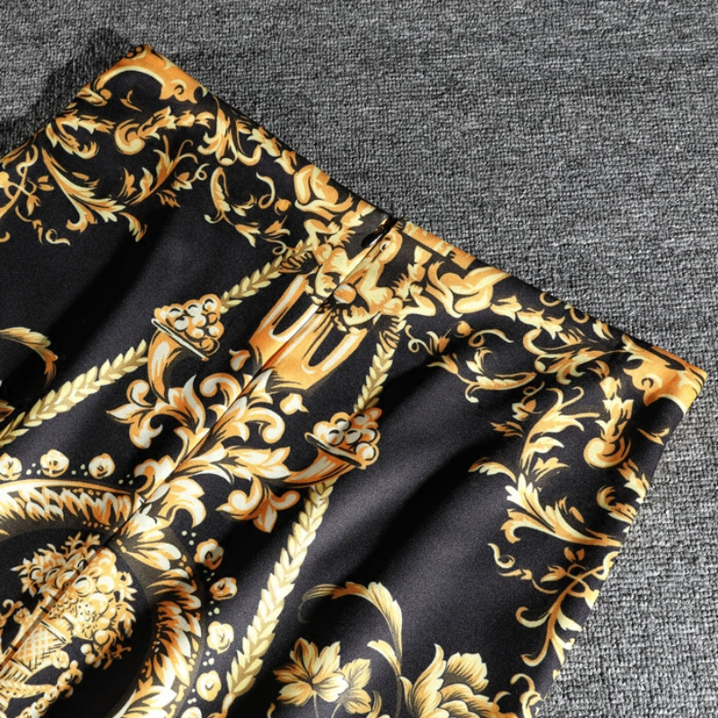 Tavasszal és nyáron Új európai és amerikai divatos Retro nyomótáska csípőszoknya női magas derekú vékony hasított szoknya Divatos