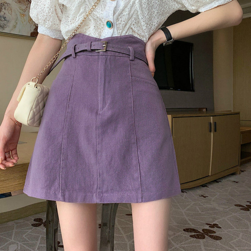 Női szoknyák Divatos Ins koreai stílus Szabadidő Női Magas derekú Elegáns nyári utcai ruházat Solid Mini Ulzzang Színes Karcsú