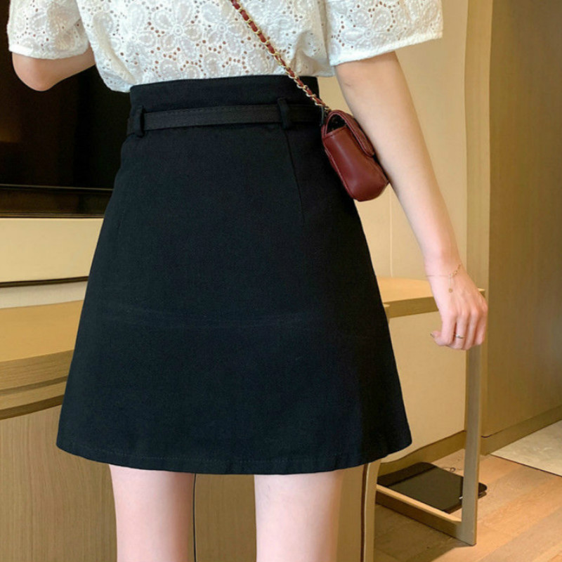 Női szoknyák Divatos Ins koreai stílus Szabadidő Női Magas derekú Elegáns nyári utcai ruházat Solid Mini Ulzzang Színes Karcsú