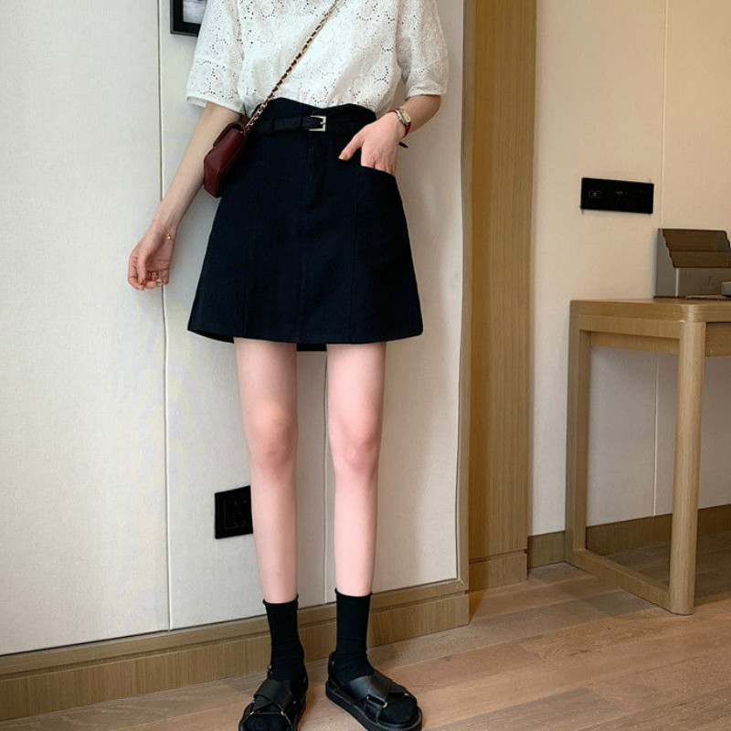 Női szoknyák Divatos Ins koreai stílus Szabadidő Női Magas derekú Elegáns nyári utcai ruházat Solid Mini Ulzzang Színes Karcsú