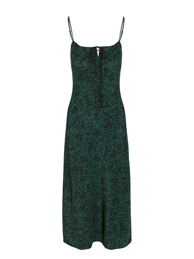 Naiste suvehaldjas grunge varrukateta lipsukleit, trükitud U-kujuline kaelusega spagetirihmaga lillemustriga peokleit