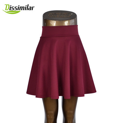 Δωρεάν αποστολή Γυναικεία Flared Skater Basic μονόχρωμη Mini Above Knee Ευέλικτη ελαστική φούστα με πλισέ casual 5 μεγέθη
